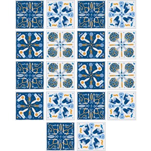 Adesivo para Azulejo Festa Azul e Azul Marinho