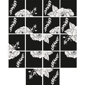 Adesivo para Azulejo Flores Pretas Branco e Preto