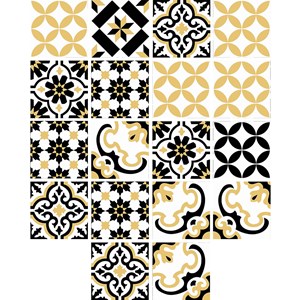 Adesivo para Azulejo Tradicional Preto e Amarelo