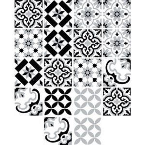 Adesivo para Azulejo Tradicional Preto e Branco