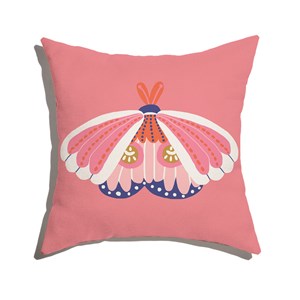 Almofada de Chão Quadrada Bugs Mariposa Rosa e Branco