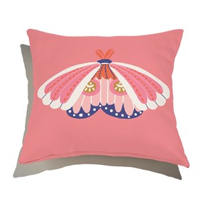 Almofada de Chão Quadrada Bugs Mariposa Rosa e Branco