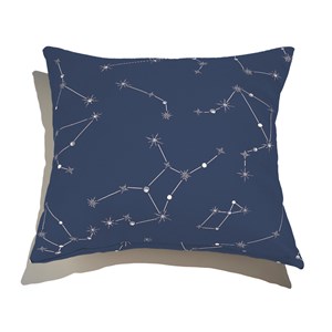 Almofada de Chão Quadrada Constelações Azul Marinho e Branco