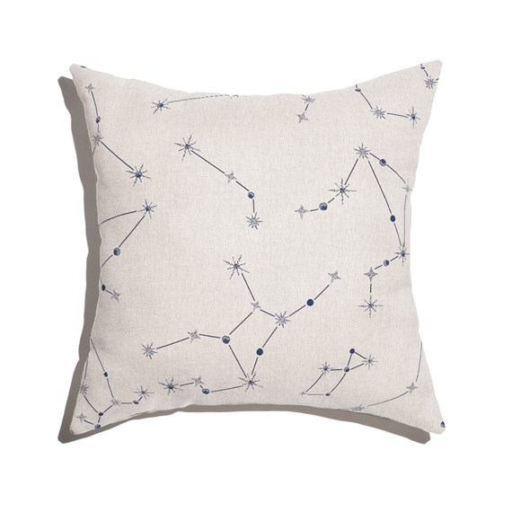 Almofada de Chão Quadrada Constelações Branco e Azul Marinho