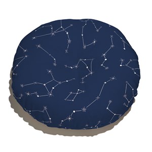Almofada de Chão Redonda Constelações Azul Marinho e Branco