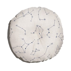 Almofada de Chão Redonda Constelações Branco e Azul Marinho