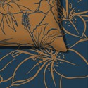 Capa de Edredom Floral Noturno Mostarda e Azul Marinho