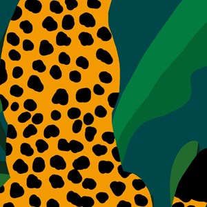 Painel de Parede Arranjo Leopard Pose Verde e Amarelo