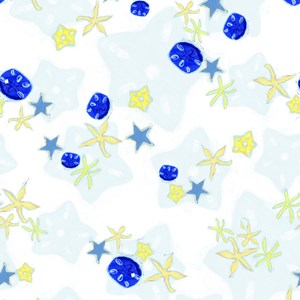 Papel de Parede Estrelas do Mar Azul e Verde