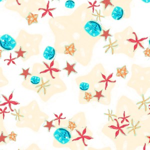 Papel de Parede Estrelas do Mar Laranja e Azul
