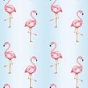 Papel de Parede Flamingos Azul