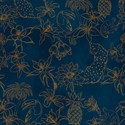 Papel de Parede Floral Noturno Mostarda e Azul Marinho