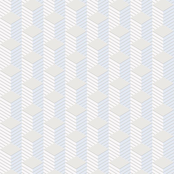 Papel de Parede Geométrico Cubos Expanso Branco e Azul I