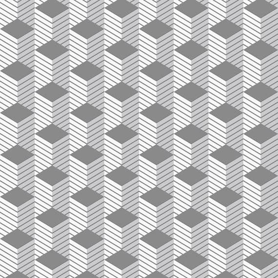 Papel de Parede Geométrico Cubos Expanso Cinza e Preto