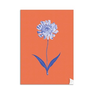 Poster Floral Psicodélico Laranja e Azul