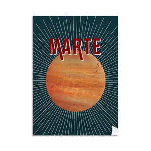 Poster Marte Laranja e Azul Marinho