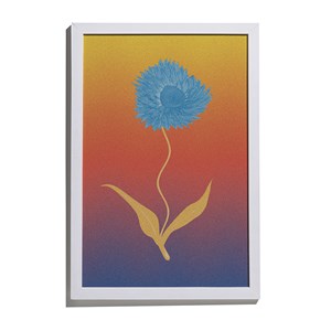 Quadro Floral Psicodélico Azul e Amarelo I