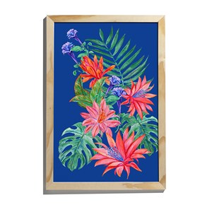 Quadro Tropicana Floral Azul e Rosa