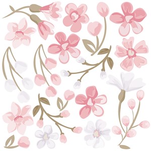 Sticker Clássico Moderno Floral Rosa e Branco