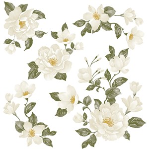 Sticker Floral Clássico Branco e Verde