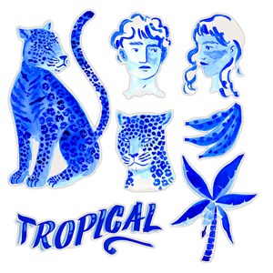 Sticker Latina Tropical Bege e Azul