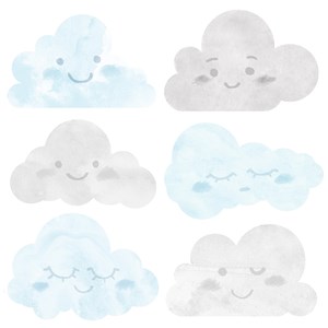 Sticker Nuvens Azul e Cinza
